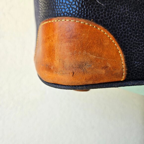 Bric's Luggage Genuine Leather Italy Pebbled Navy Blue Duffle Bag Hard Base 22" - Picture 4 of 14